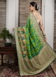 Green And Mehendi Floral Motifs Banarasi Silk Saree